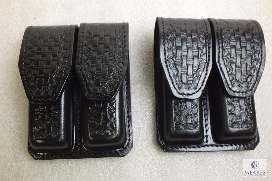 2 new Hunter leather double mag pouches fits staggered mags like Beretta 92,96 and similar