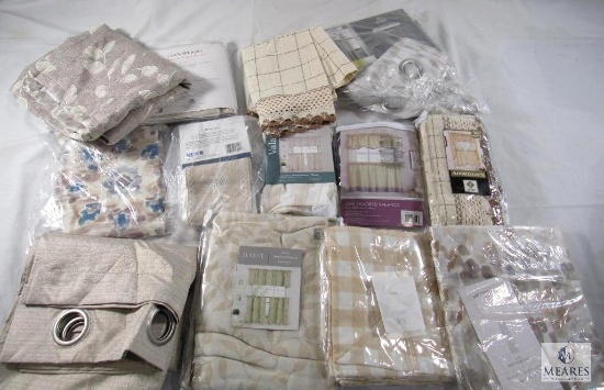 Lot of New Curtains Various Sizes - All Patterned in Taupe Colors