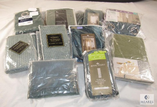 Lot of New Curtains Various Sizes - All in Dark Green / Emerald tone Colors