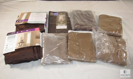 Lot of New Curtains Various Sizes - All in Brown / Dark Khaki tone Colors