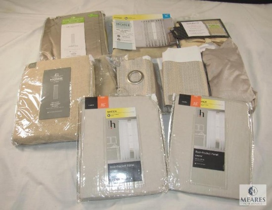 Lot of New Curtains Various Sizes - All Taupe / Khaki tone Colors