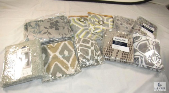 Lot of New Curtains Various Sizes - All Patterned in Light Gray tone Colors