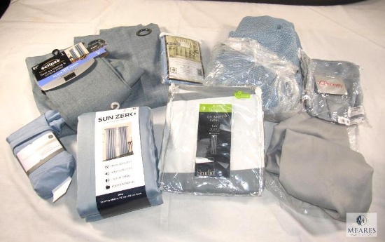 Lot of New Curtains Various Sizes - All Light Blue Gray tone Colors