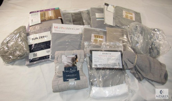 Lot of New Curtains Various Sizes - All in Gray tone Colors