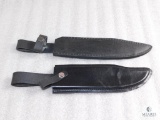 Two large leather bowie knife sheaths