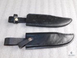 Two large leather bowie knife sheaths