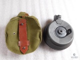 Vintage 75 round AK 47 drum magazine with pouch 7.62x39