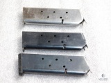 Three 1911 .45 acp pistol magazines