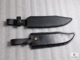 Two large leather bowie knife sheaths