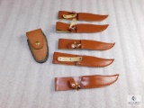 5 fixed blade knife sheaths and one folder case