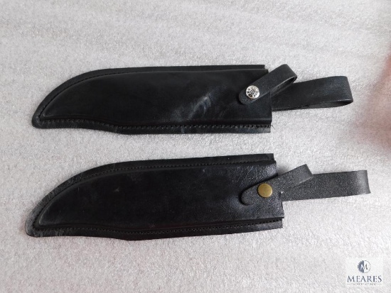 Two large leather Bowie knife sheaths