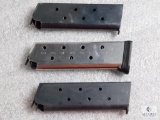 Three 1911 .45 acp pistol magazines