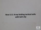 New US Army Folding Tactical Knife with Belt Clip