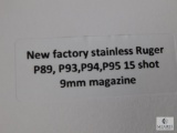 New Factory Stainless Ruger P89, P93, P94, P95 15 Shot 9mm Magazine