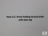 New US Army Folding Tactical Knife with Belt Clip