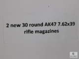 2 New 30 Round AK47 7.62 x 39 Rifle Magazines