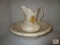 Vintage Ivory Iridescent Porcelain Wash bin and Pitcher Set