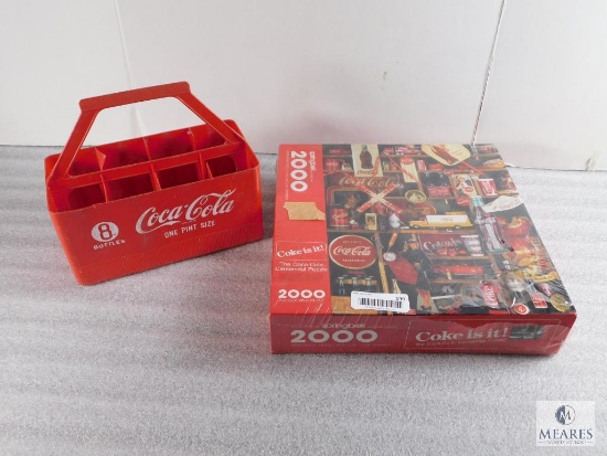 New Vintage Coke 2000 pc Puzzle & Plastic One Pint Coke Bottle Carrier