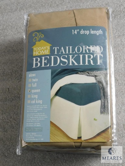 New Tailored Bedskirt for Queen Size Bed 14" Drop length in Mocha Tan color