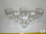 Lot of 6 Vintage Bramlett Thumbprint Glass Goblets HEAVY Beer Mugs Each weigh 2 lbs!