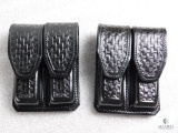 2 New Hunter leather double mag pouches for staggered mags like Glock, Beretta 92 and similar