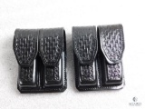 2 New Hunter leather double mag pouches for staggered mags like Glock, Beretta 92 and similar