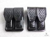 2 New Hunter leather double mag pouches for staggered mags like Glock, Beretta 92 and similar