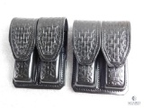 2 New Hunter leather double mag pouches for staggered mags like Glock, Beretta 92 and similar