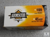 100 ROUNDS ARMSCOR 45 ACP 230 GRAIN FULL METAL JACKET