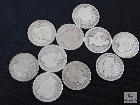 (9) Barber quarters and (1) Seated Liberty quarter