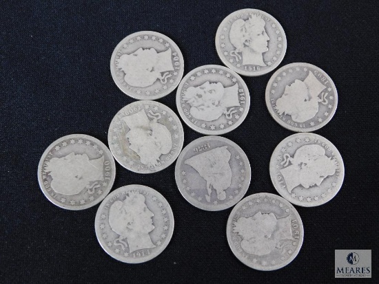 (9) Barber quarters and (1) Seated Liberty quarter