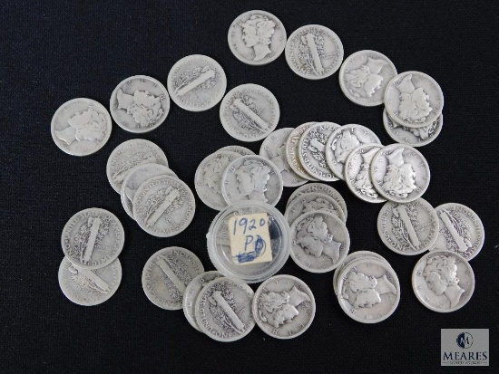 Group of mixed Mercury dimes