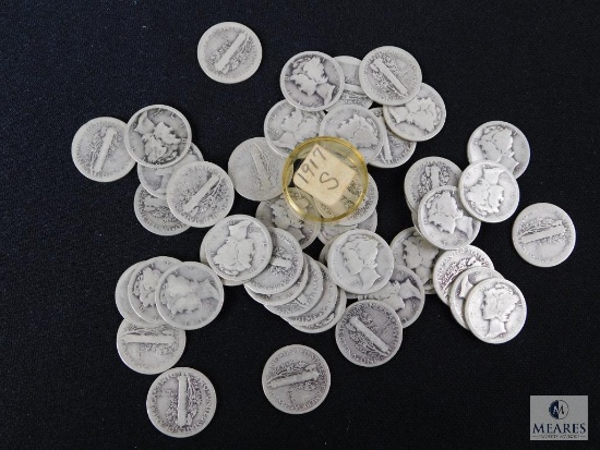 Group of mixed Mercury dimes