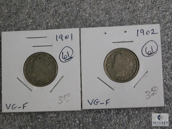 1901 and 1902 Liberty nickels
