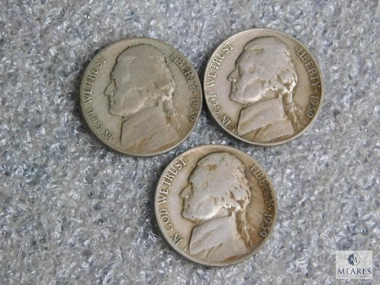 Lot of (3) 1939 Jefferson nickels