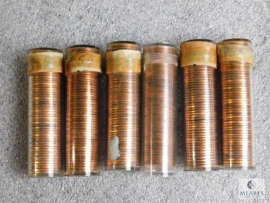 Six rolls of mixed Lincoln cents