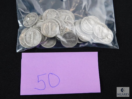 Group of (50) mixed Mercury dimes