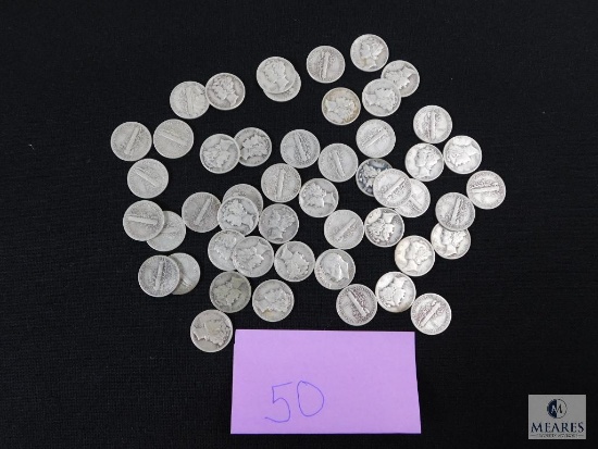 Group of (50) mixed Mercury dimes