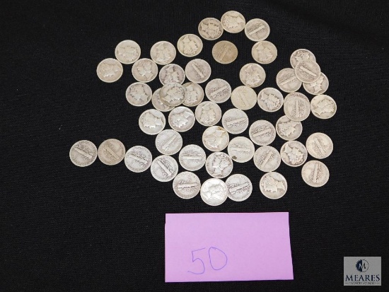 Group of (50) mixed Mercury dimes