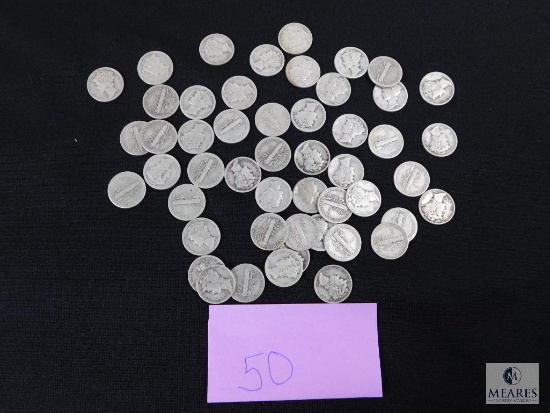 Group of (50) mixed Mercury dimes
