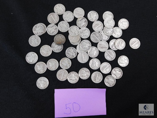Group of (50) mixed Mercury dimes