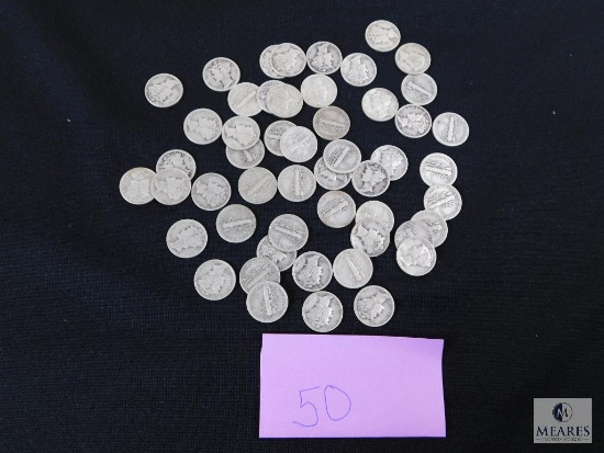 Group of (50) mixed Mercury dimes