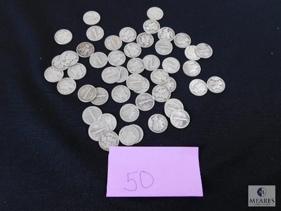 Group of (50) mixed Mercury dimes