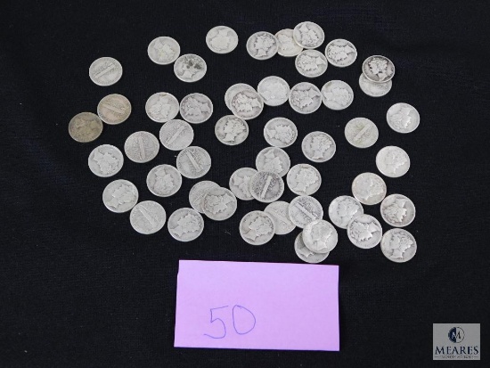 Group of (50) mixed Mercury dimes