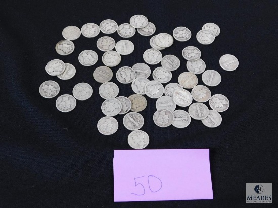 Group of (50) mixed Mercury dimes