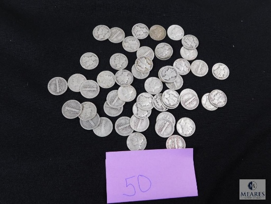 Group of (50) mixed Mercury dimes