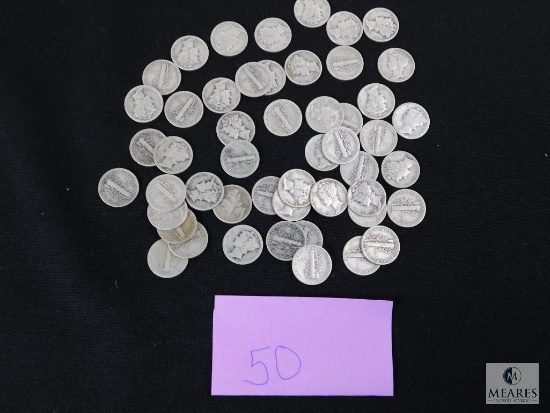 Group of (50) mixed Mercury dimes