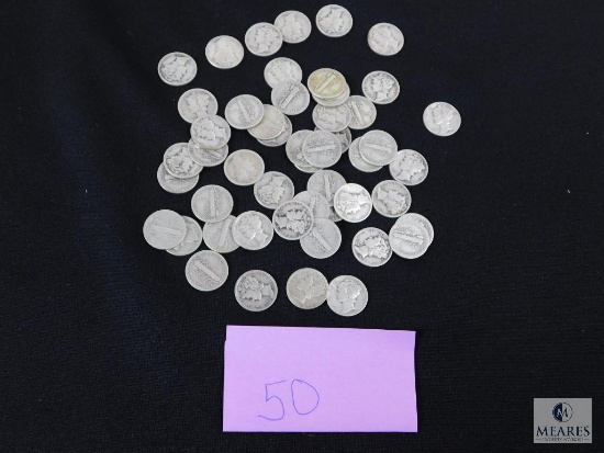Group of (50) mixed Mercury dimes