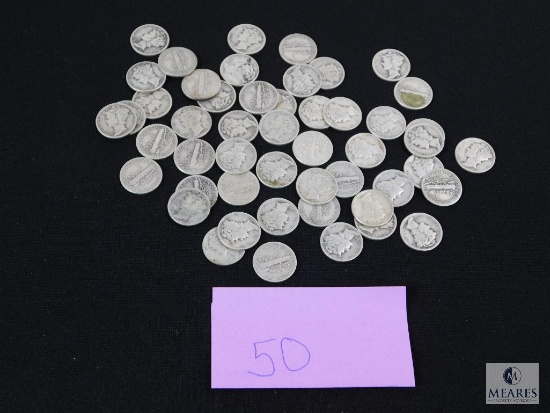Group of (50) mixed Mercury dimes