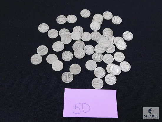 Group of (50) mixed Mercury dimes